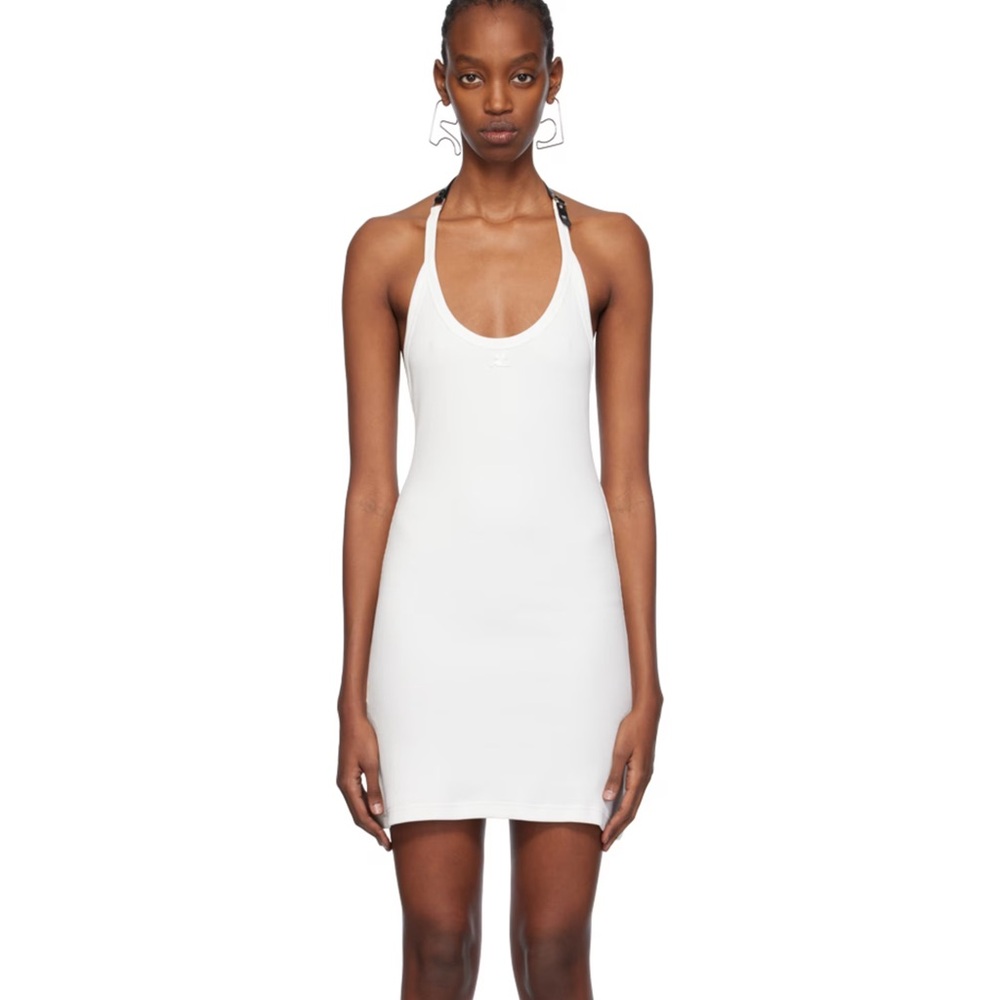 Chic White Halter Mini Dress
